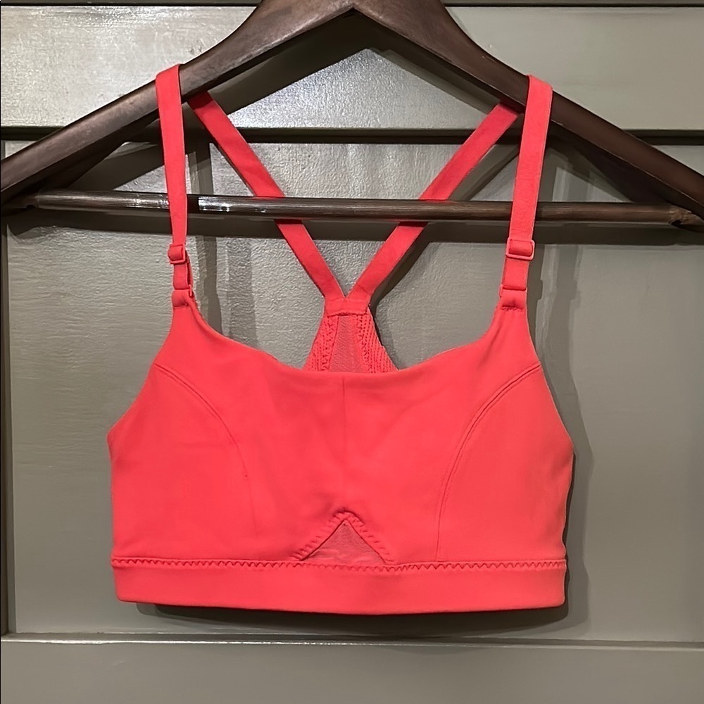 Athleta All In Sports Bra Geranium Red Mesh Racerback Yoga Run Gym Size XS
